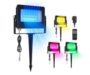 Outsunny 32W LED Floodlights Linkable 4-Pack RGB Colour Changing, Black