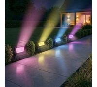 Outsunny 32W LED Floodlights, Smart Outdoor Flood Light with UK Plug, Black, Black