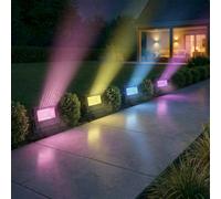 Outsunny 32W LED Floodlights, Outdoor Flood Light with UK Plug, Black - Plastic, Die-cast Aluminium, Glass - 32 - Garden Stake Lights