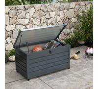 Outsunny 331L Outdoor Storage Box Waterproof With Wheels And Lock, Grey