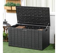 Outsunny 336 Litre Rolling Outdoor Garden Storage Box, Plastic Container, Black