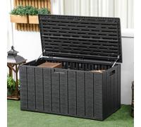 Outsunny 336 Litre Garden Storage Box, Water-resistant Heavy Duty Double Wall Plastic Container, Extra Large Outdoor Garden Furniture Organizer, Deck Cushion Chest with Wheels and Handles, Black