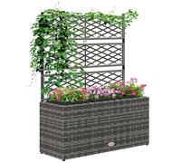 Outsunny 33L Garden PE Rattan Planter with Trellis 84x30x107cm Light Grey