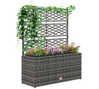 Outsunny 33L Garden PE Rattan Planter with Trellis 84x30x107cm Light Grey