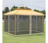 OUTSUNNY Universal Replacement Gazebo Mesh Netting Screen Walls in Beige Outsunny Beige