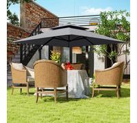 Outsunny 360° Cantilever Parasol Roma Umbrella w/ Base Weights, Light Grey