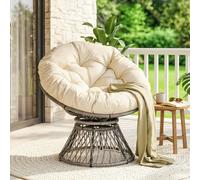 Outsunny Swivel Rattan Papasan Moon Bowl Chair Round with Padded