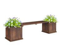 Outsunny 37L Wooden Garden Planter & Bench Combination, Carbonised Finish | 176 x 38 x 40cm, Garden Raised Bed, Patio Park