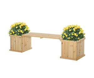 Outsunny 37L Wooden Garden Planter & Bench Combination, Natural | 176 x 38 x 40cm, Garden Raised Bed, Patio Park