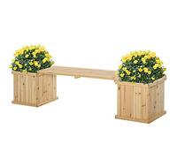Outsunny 37L Wooden Garden Planter & Bench Combination, Natural
