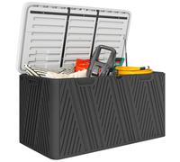 Outsunny 380L Garden Storage Box Waterproof Outdoor Storage Box Wood Effect, Grey