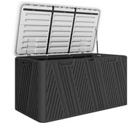 Outsunny 380L Waterproof Outdoor Storage Box with Lockable Lid Outside Storage Containers with Smooth Lift Lid - Black Aosom UK