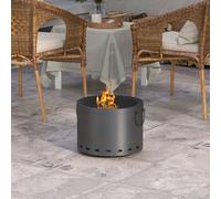Outsunny 38Cm Smokeless Wood Burning Firepit Metal Fire Pit, Dark Grey Dark Grey