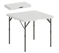 Outsunny 3ft Folding Camping Table, Heavy Duty Picnic Table with 2 Adjustable Height for Indoor Outdoor Garden, Party, BBQ, White White