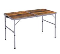 Outsunny 3ft Folding Camping Table Height Adjustable Aluminium Outdoor Garden Party Picnic BBQ Trestle Table Field Kitchen Brown