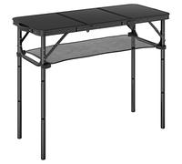 Outsunny 3ft Folding Camping Table, Picnic Table with Mesh Storage Layer, Carrying Bag and Metal Frame, Black