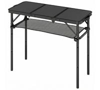 Outsunny 3Ft Folding Camping Table, Picnic Table With Storage Layer, Black
