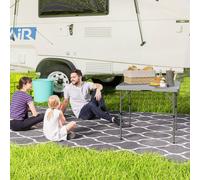 Outsunny 3Ft Folding Camping Table With 2 Adjustable Height In Dark Grey Dark Grey