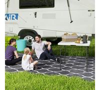 Outsunny 3ft Folding Camping Table with 2 Adjustable Height, White - 86L x 86W x 74Hcm