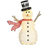 Outsunny 3FT Lighted Christmas Snowman, Waterproof Light up Yard Xmas Decor with 78 Warm-White LED Lights for Indoor Outdoor Garden, White