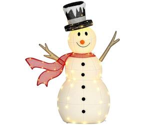 Outsunny 3FT Lighted Christmas Snowman, Waterproof Light up Yard Xmas Decor with 78 Warm-White LED Lights for Indoor Outdoor Garden, White