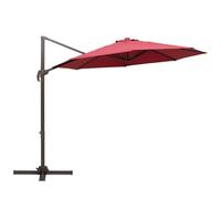 Outsunny 3M Cantilever Aluminium Frame Outdoor Garden Parasol Wine Red