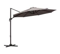 OUTSUNNY Φ3x2.5m Garden Sun Umbrella Beach Hanging Cantilever Parasol Canopy w/ Base Grey Outsunny Grey