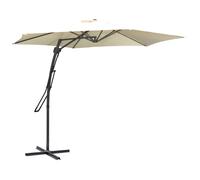 Outsunny 3m Cantilever Parasol with Easy Lever, Patio Umbrella with Crank Handle, Cross Base and 6 Metal Ribs, Outdoor Sun Shades，Garden, Cream White