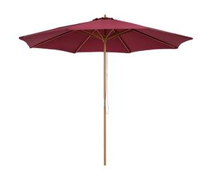 Outsunny 3m Fir Wooden Garden Parasol - Wine Red
