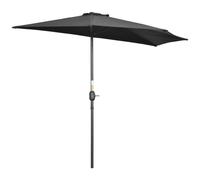 Outsunny 3m Metal Frame Garden Umbrella - Black. Quality Half Round Parasol.