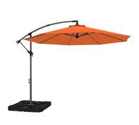 Outsunny 3m Overhanging Parasol, with Base, Weights and Cover - Orange