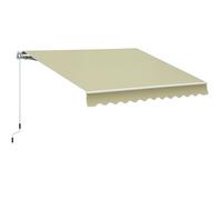Outsunny 3m x 2.5m Garden Patio Manual Awning Canopy Sun Shade Shelter with Winding Handle Retractable Cream White Cream