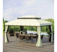 Outsunny 3m x 3.6m Aluminium Gazebo Canopy Patio Marquee Party Tent Cream White