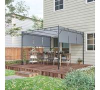 Outsunny - 3(m) Steel Pergola Garden Gazebo w/ Retractable Canopy, Dark Grey - Dark Grey