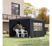 Outsunny 3mx3m Pop Up Gazebo Party Tent Canopy Marquee with Storage Bag Black