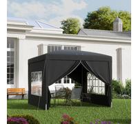 Outsunny 3Mx3M Pop Up Gazebo Party Tent Canopy Marquee With Storage Bag In Black Black