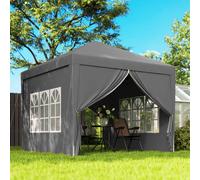 Outsunny 3 x 3 Meters Pop Up Water Resistant Gazebo Wedding Camping Party Tent Canopy Marquee with Carry Bag and 2 Windows, Grey Grey