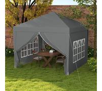 Outsunny 3mx3m Pop Up Gazebo Party Tent Canopy Marquee with Storage Bag Black - Grey - Steel, Oxford - 2.95m x 2.95m x 2.58m