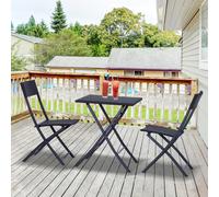 Outsunny 3PC Bistro Set Rattan Furniture Garden Folding Chair Table Outsunny Black One Size
