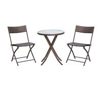 Outsunny 3 Pieces Bistro Set Rattan Furniture Garden Patio Square Table Steel Br