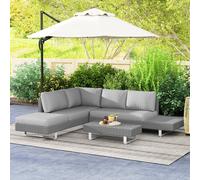 Outsunny 3pc Rattan Wicker Sofa Set with Tea Table & Cushions, Light Grey