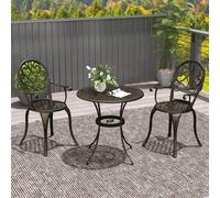 Outsunny 3PCs Bistro Set, Aluminium Garden Table and Chairs Bronze Tone