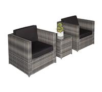 Outsunny 3pc Rattan Bistro Set - Grey, Grey