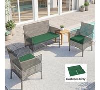 Outsunny Outdoor Seat Cushion Pads for 3 PCs Rattan Furniture Green | Replacement Cushions, Outdoor Sofa Seats, for Garden Furniture