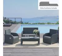 Outsunny Garden Seat Cushion Pads for Rattan Chairs, 3 Piece Patio Furniture Cushions, Dark Grey Aosom UK
