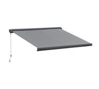Outsunny 3x2.5m LED Light Cassette Electric/Manual Awning Window Sun Shade Grey - 350cm x 300cm x 160cm