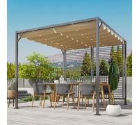 OUTSUNNY 3 x 2.8m Metal Pergola Patio Sun Shelter Grape Tent Retractable Canopy Gazebo in Beige Outsunny Beige