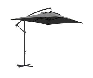 Outsunny 3x2m Cantilever Parasol with Cross Base, Banana Parasol with Crank Handle and 6 Ribs, Rectangular Hanging Patio Umbrella for Outdoor Pool, Garden, Balcony, Grey