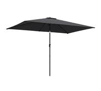 Outsunny 3x2m Garden Parasol, Parasol Umbrella with Crank Handle, Tilt Function, Polyester Canopy, Outdoor Table Umbrella for Patio, Garden, Black