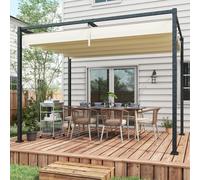Outsunny 3x2m Metal Pergola Gazebo Patio Sunshelter Retractable Canopy Cream - Cream - Metal, Polyester - 298L x 213W x 221Hcm
